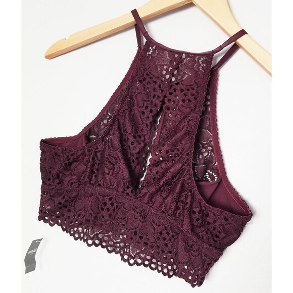 NEW Aerie High Neck Lace Bralette M Keyhole Stretch Comfort Lounge Sexy Romantic - Picture 15 of 16